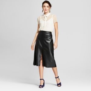 Faux leather midi skirt